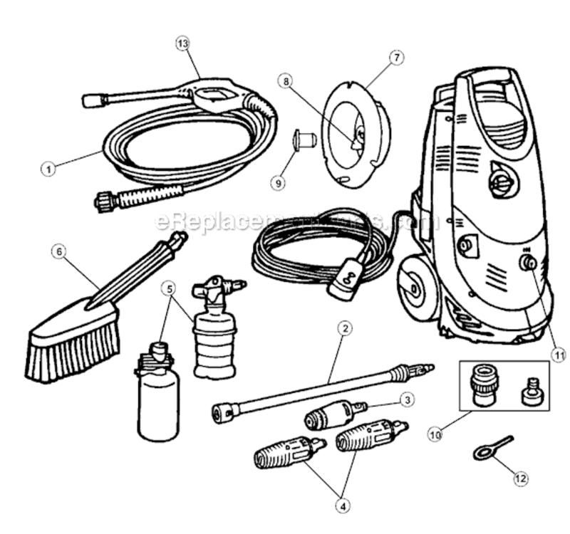 Page A Diagram and Parts List for DD1500MP  Dirt Devil Pressure Washer